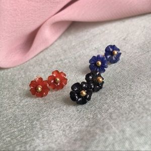 Carnelian Earring Flower Stud